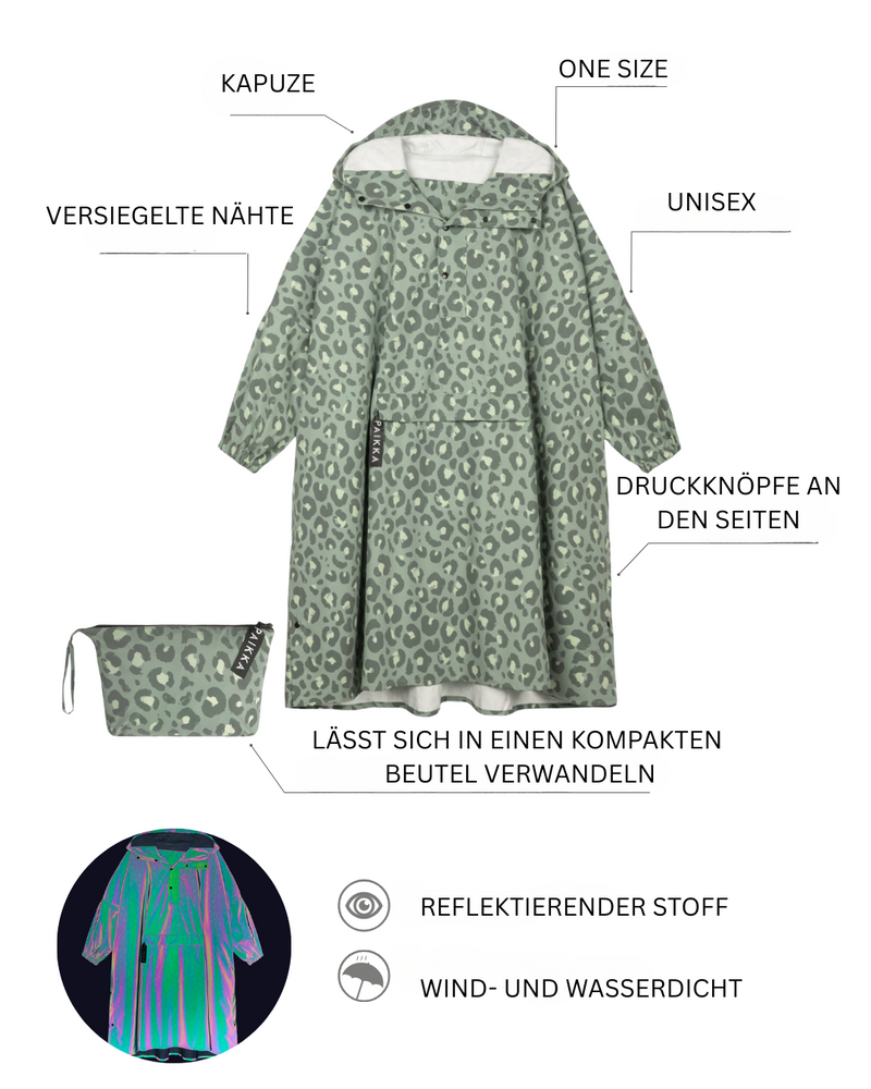 PAIKKA Regenponcho Green Leo
