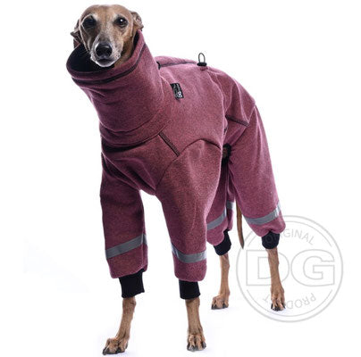 Whippet mit rotem Ninja Overall - Cotton von DG Dog Gear