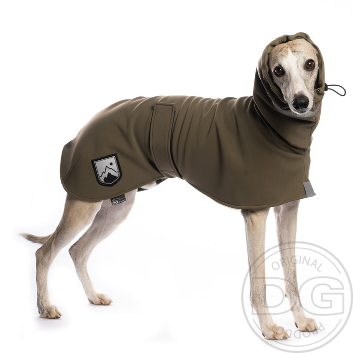 Whippet im Regenmantel Khaki von DG Dog Gear