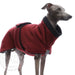 Windspiel, mit rot-schwarzer Soft Fleece Jacke, von DG Dog Gear